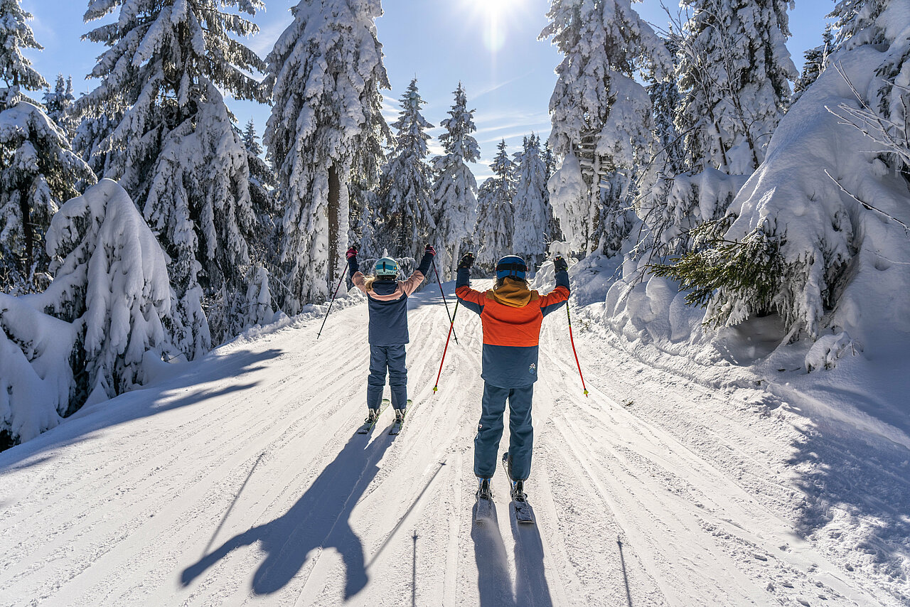 Skifahren durch den Erzgebirgswald